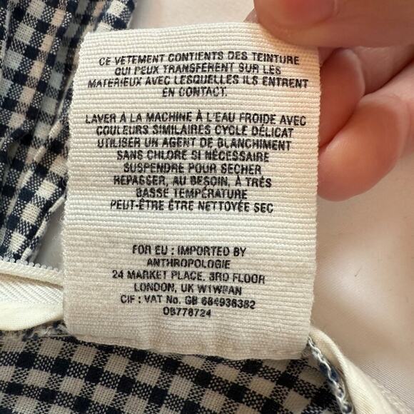CARTONNIER BY ANTHROPOLOGY Gingham Tie Waist Shorts Women White/Blue Sz 0 - Picture 14 of 14